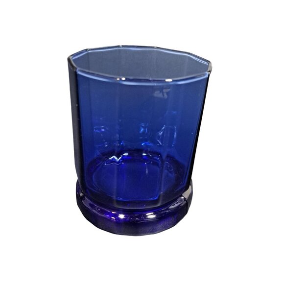 Anchor Hocking Essex Double Old Fashioned Glass Cobalt Blue 10 Panel - Picture 1 of 4